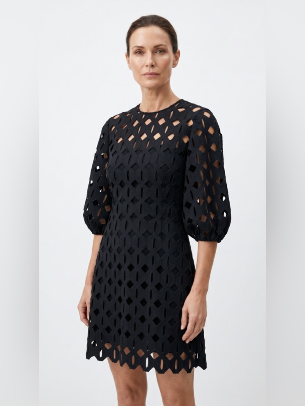 Pearl by Lela Rose Black Long Sleeve Cutout Midi Dress Like New Size 10